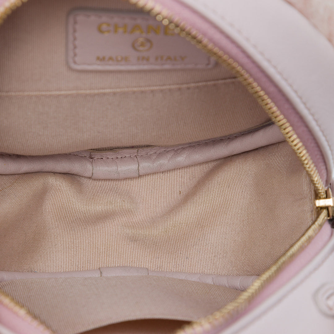 Chanel Pochette Shearling 19 Rond avec chaîne Matière naturelle Rose – vue 4 – GABY PARIS