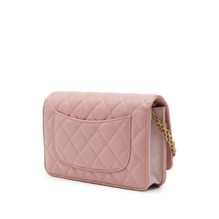 Chanel Matelassé vieilli Reissue 2.55 Wallet on Chain Cuir de veau Rose