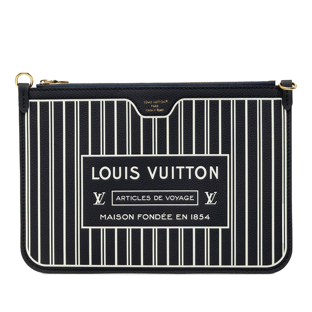 Louis Vuitton Pochette Neverfull Inside Out MM Cuir de veau Bleu – vue principale – GABY PARIS