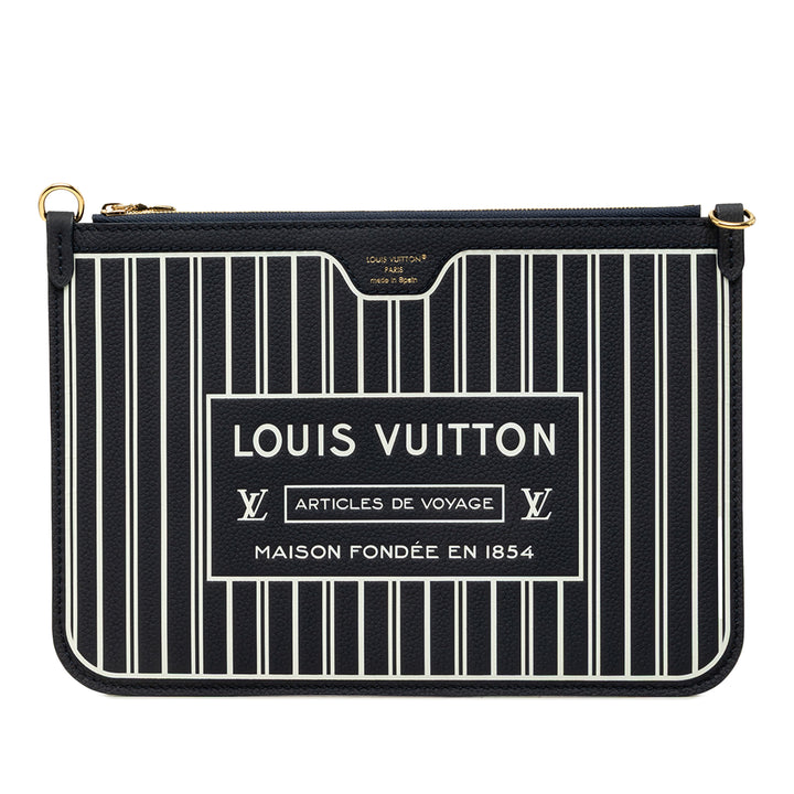 Louis Vuitton Pochette Neverfull Inside Out MM Cuir de veau Bleu – vue principale – GABY PARIS