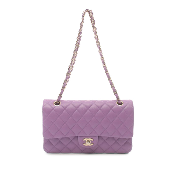 Medium Classic Caviar Double Flap Purple - Gaby Paris