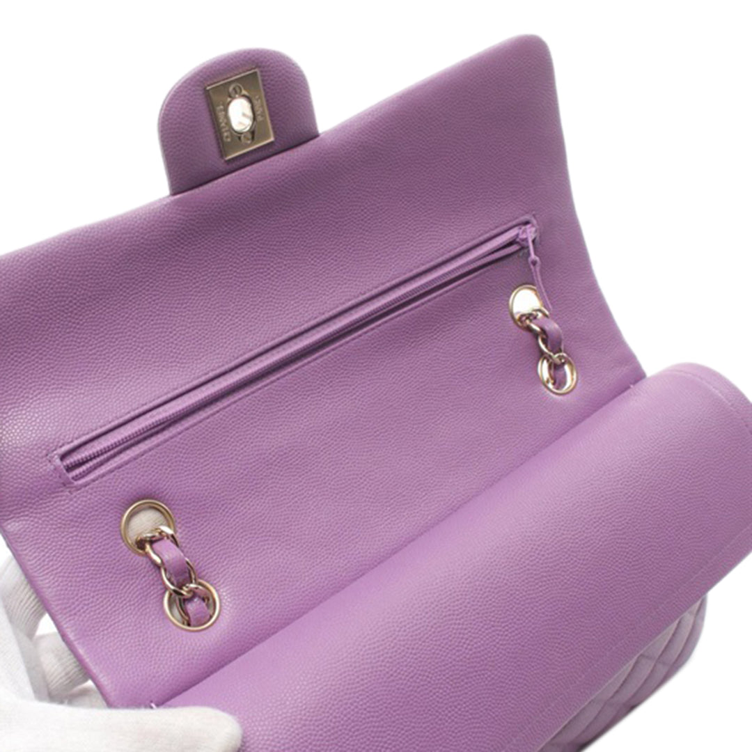 Medium Classic Caviar Double Flap Purple - Gaby Paris