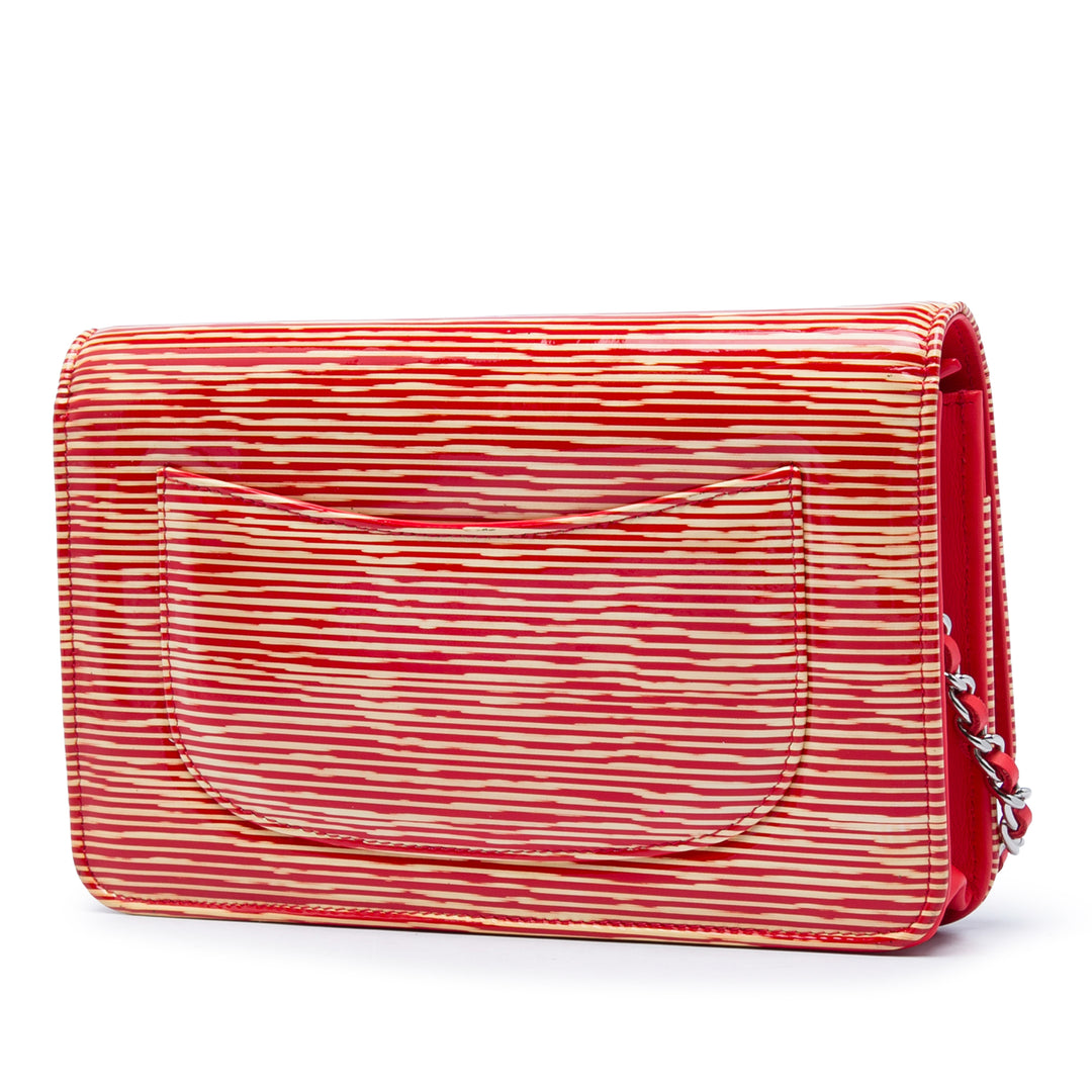 Chanel CC Striped Cuir verni Wallet on Chain