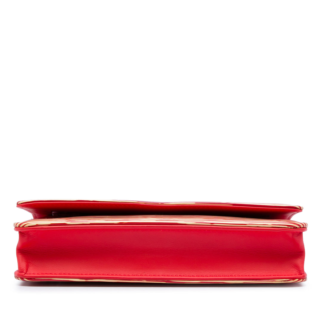 Chanel CC Striped Cuir verni Wallet on Chain