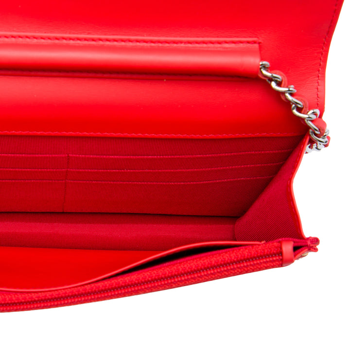 Chanel CC Striped Cuir verni Wallet on Chain