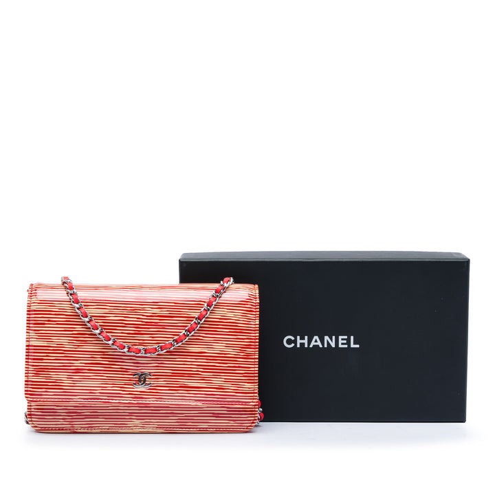 Chanel CC Striped Cuir verni Wallet on Chain