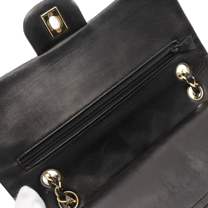 Medium Classic Lambskin Double Flap Black - Gaby Paris