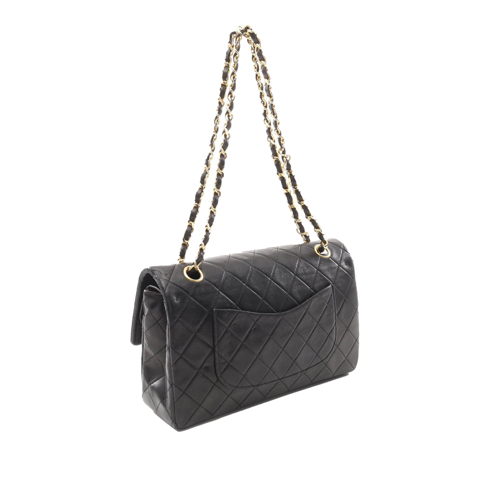 Medium Classic Lambskin Double Flap Black - Gaby Paris