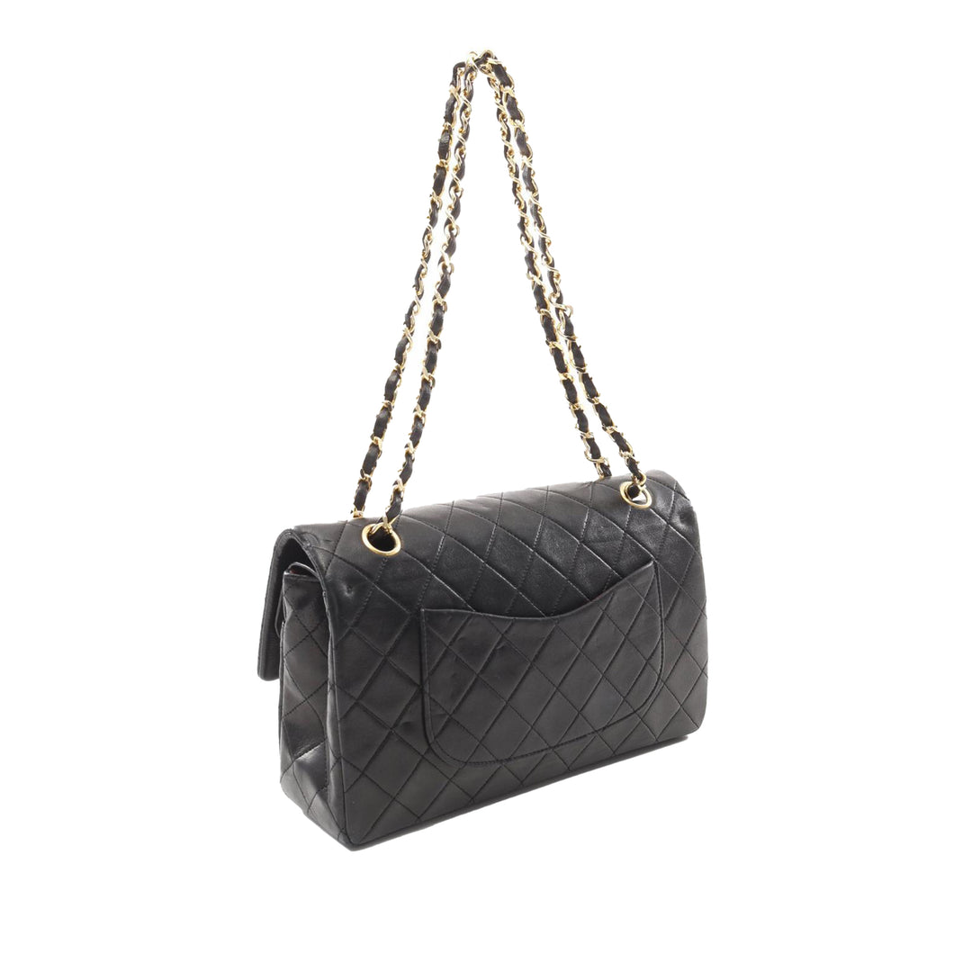 Medium Classic Lambskin Double Flap Black - Gaby Paris