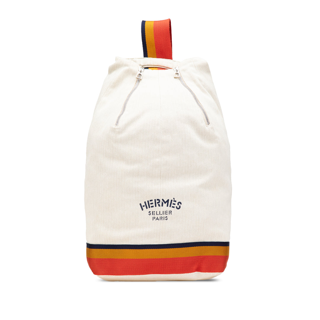 Toile Chevron Cavalier Sling Bag White - Gaby Paris