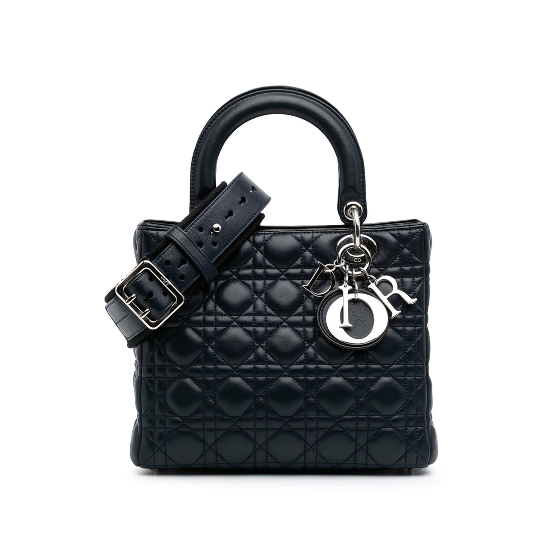 Limited Edition Medium Lambskin Cannage Lady Dior Blue - Gaby Paris