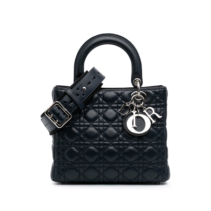 Limited Edition Medium Lambskin Cannage Lady Dior Blue - Gaby Paris