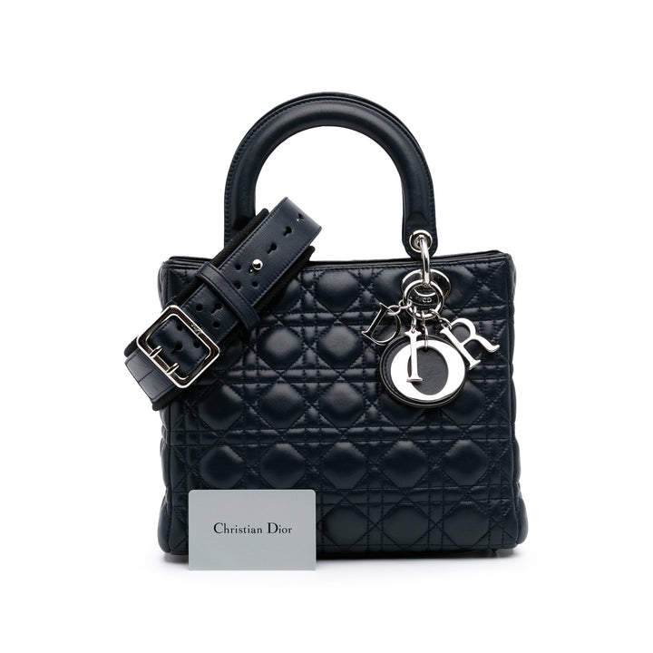 Limited Edition Medium Lambskin Cannage Lady Dior Blue - Gaby Paris