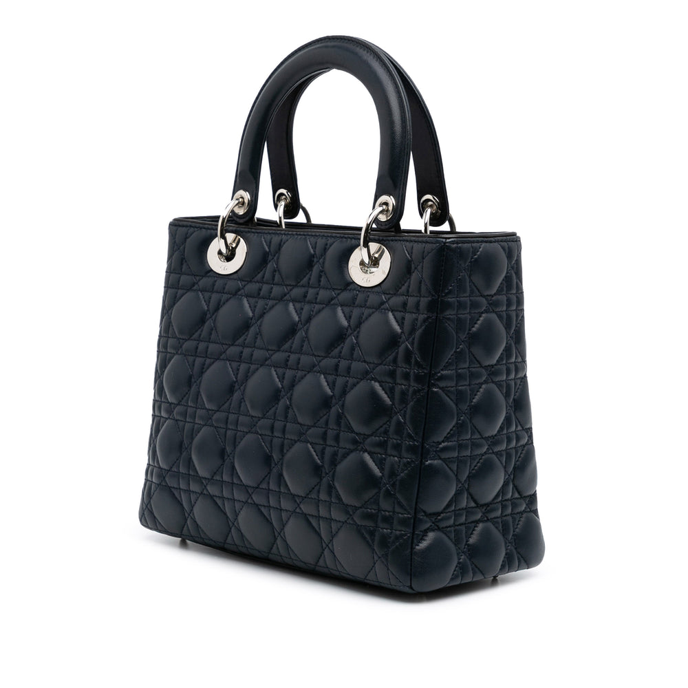 Limited Edition Medium Lambskin Cannage Lady Dior Blue - Gaby Paris