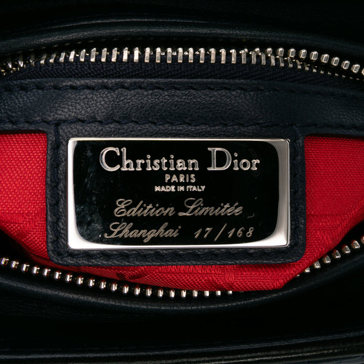 Limited Edition Medium Lambskin Cannage Lady Dior Blue - Gaby Paris