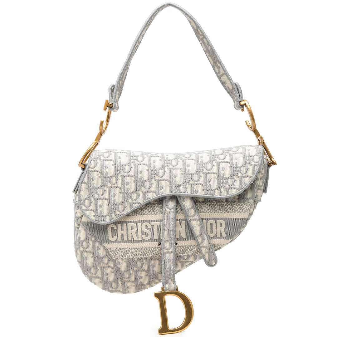 brodé Saddle Sac Oblique Gris
