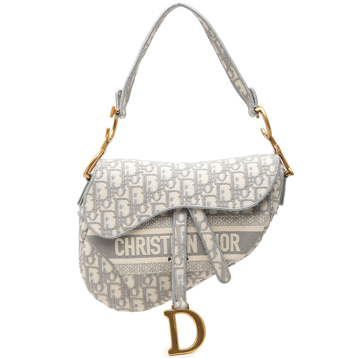 brodé Saddle Sac Oblique Gris