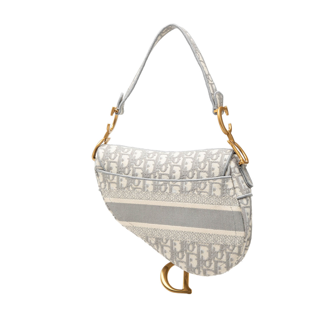 brodé Saddle Sac Oblique Gris