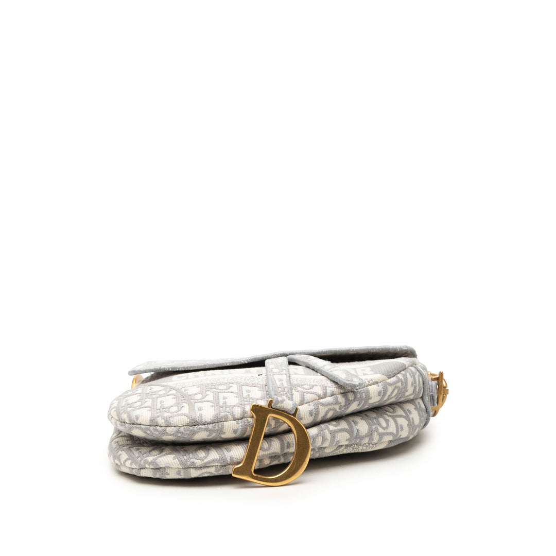 brodé Saddle Sac Oblique Gris