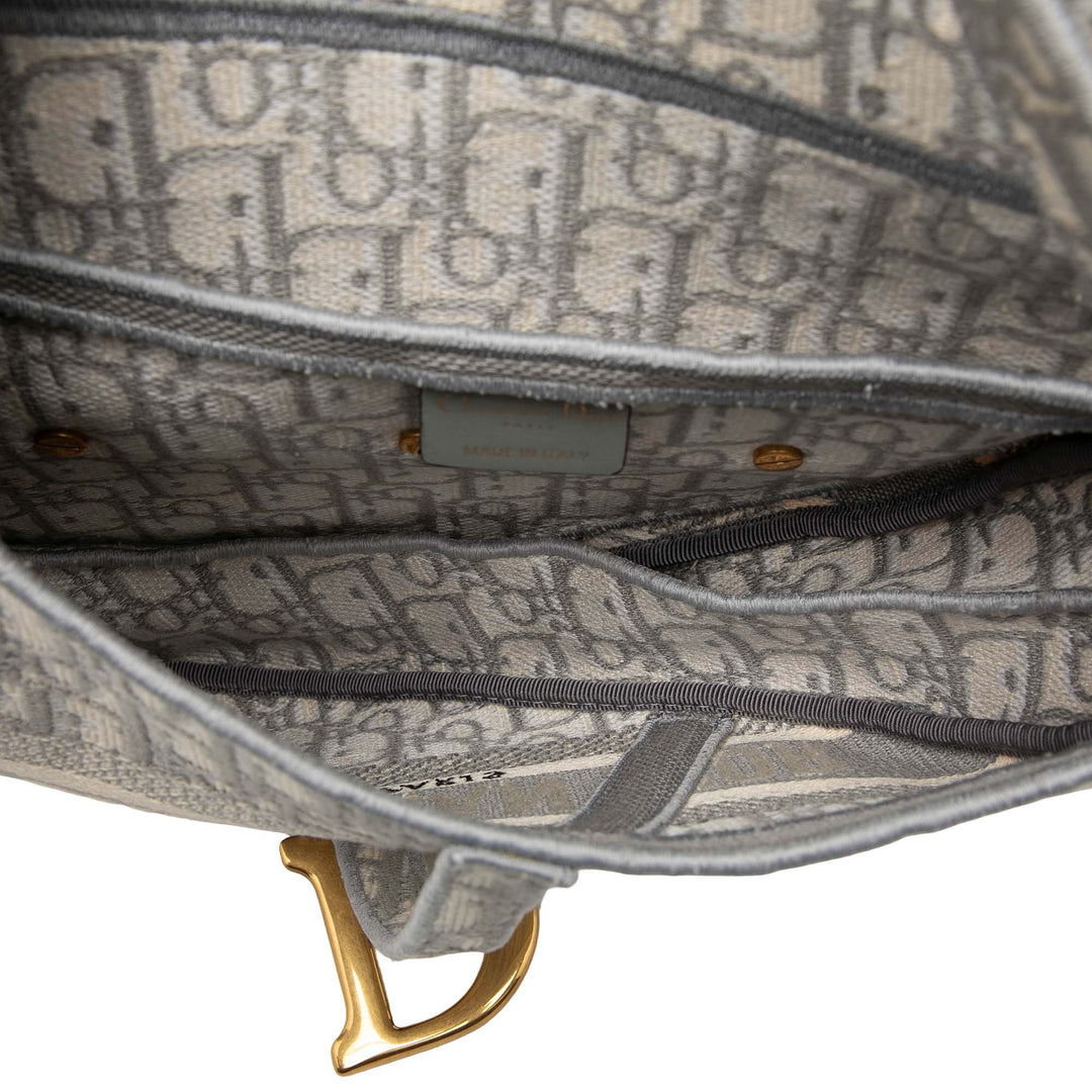 brodé Saddle Sac Oblique Gris