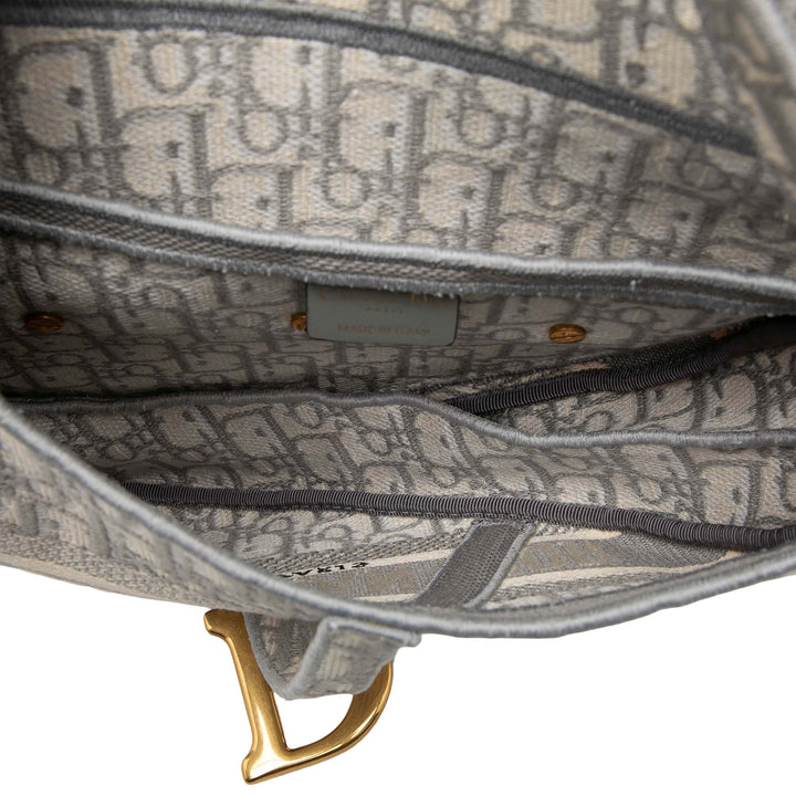 brodé Saddle Sac Oblique Gris