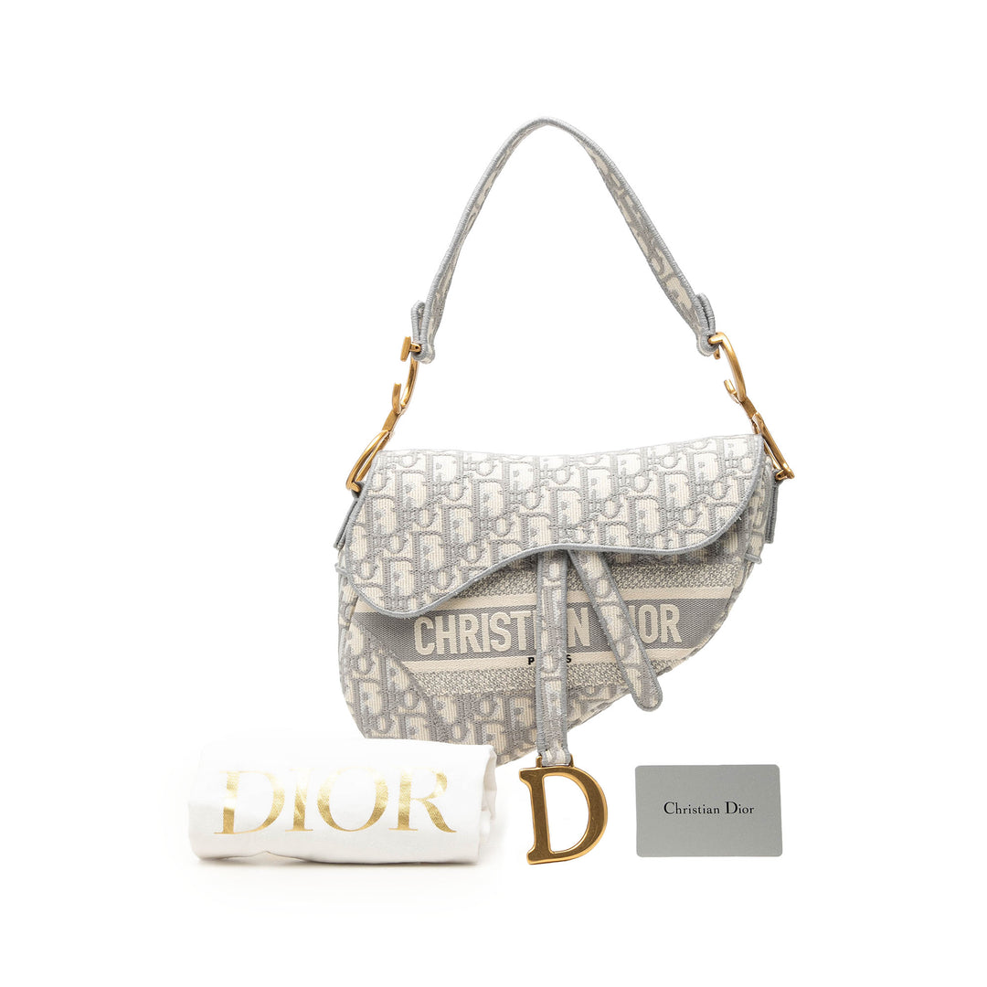 brodé Saddle Sac Oblique Gris
