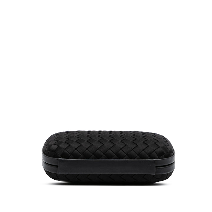Satin Intrecciato Knot Clutch Black - Gaby Paris