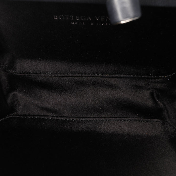 Satin Intrecciato Knot Clutch Black - Gaby Paris
