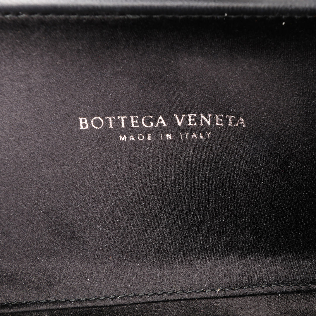 Satin Intrecciato Knot Clutch Black - Gaby Paris