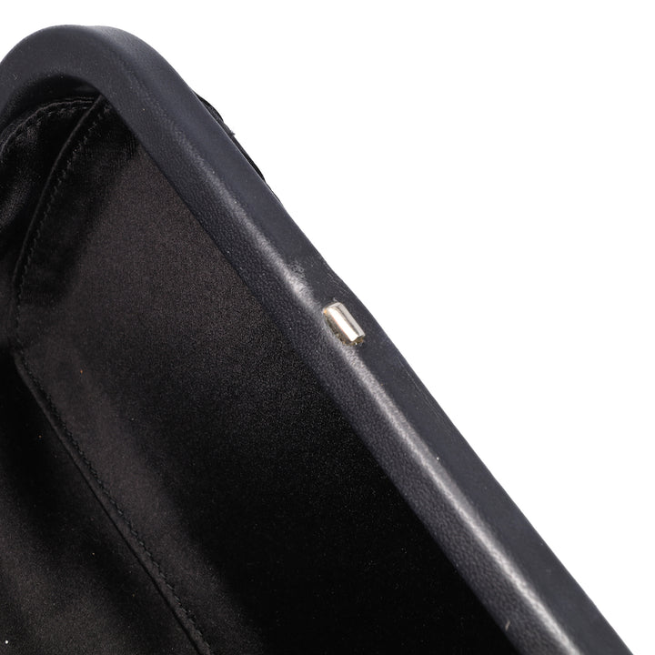 Satin Intrecciato Knot Clutch Black - Gaby Paris