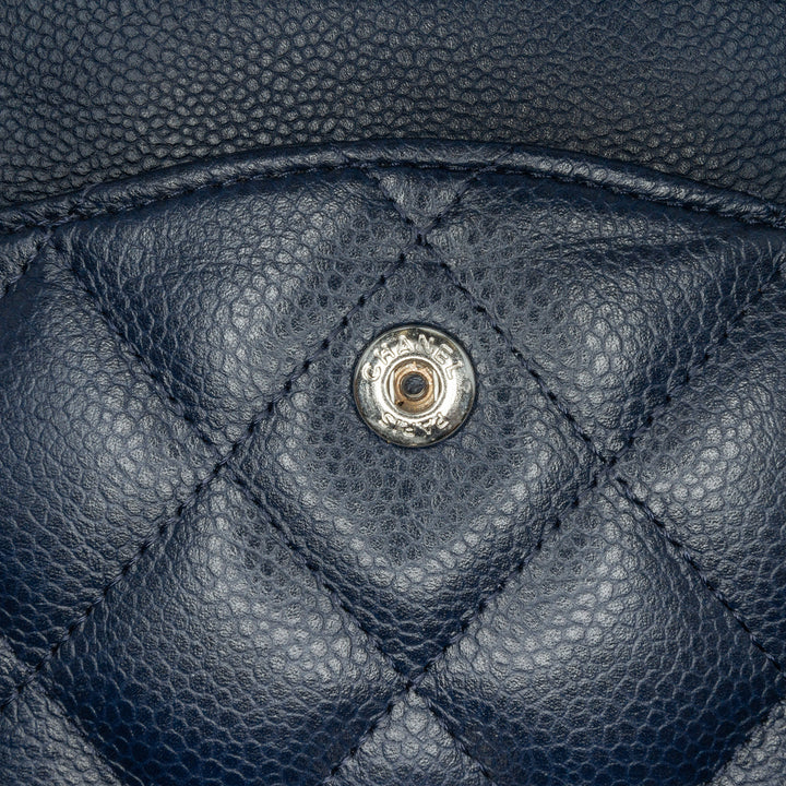 Jumbo Classic Caviar Double Flap Blue - Gaby Paris