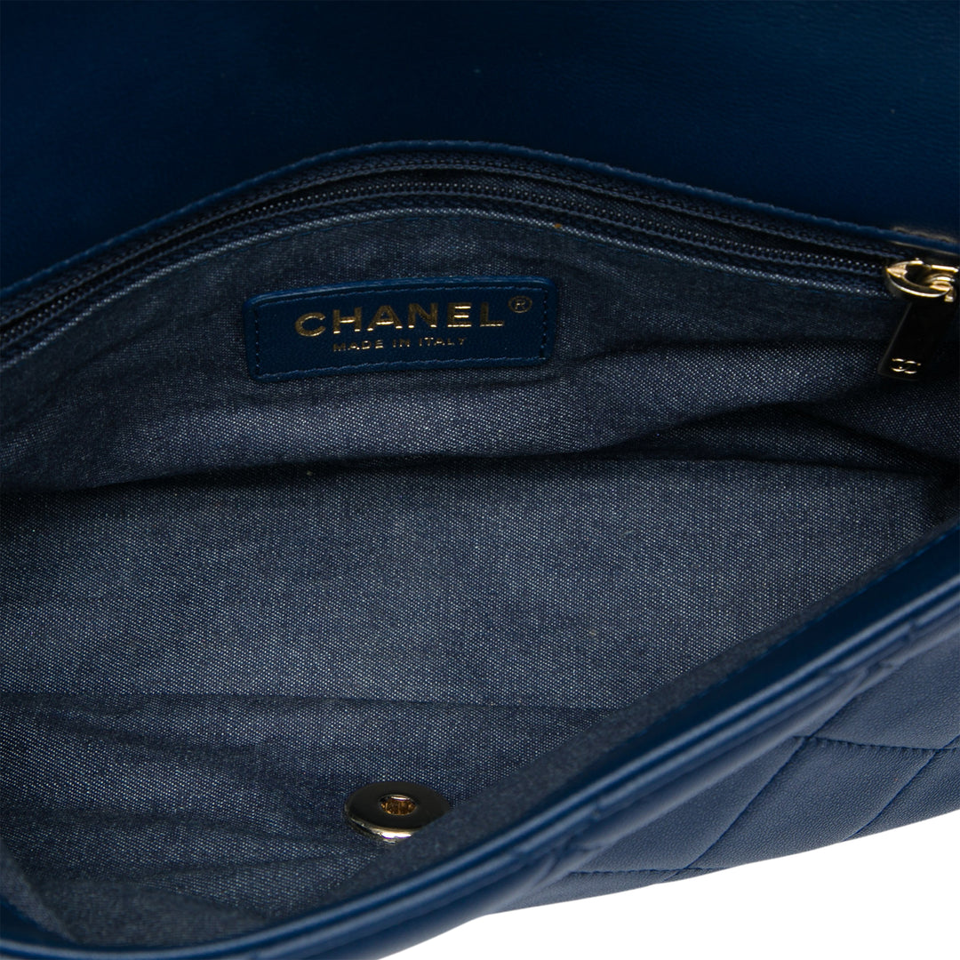 Chanel Elegant Chaîne Rabat simple Petit Cuir d'agneau