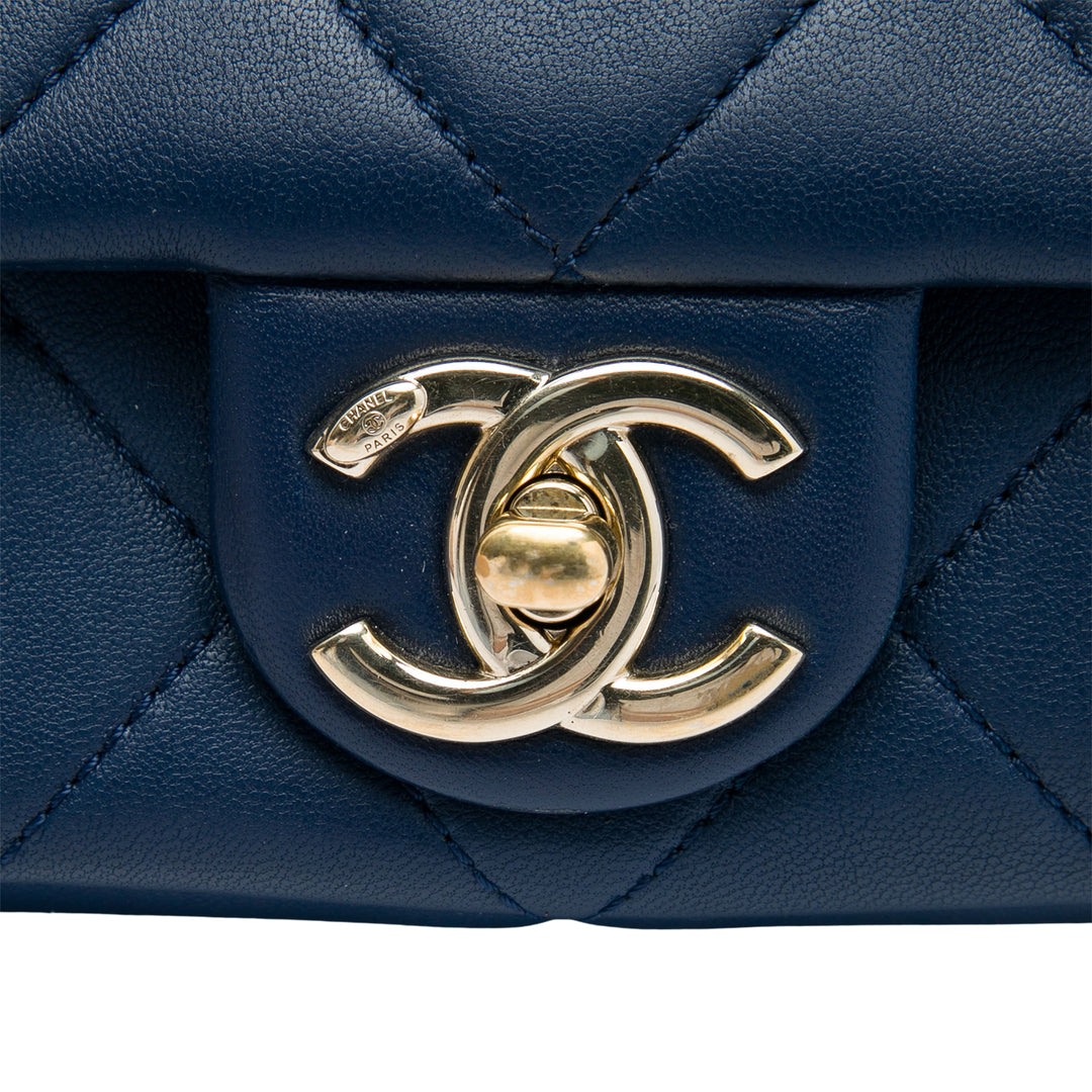 Chanel Elegant Chaîne Rabat simple Petit Cuir d'agneau