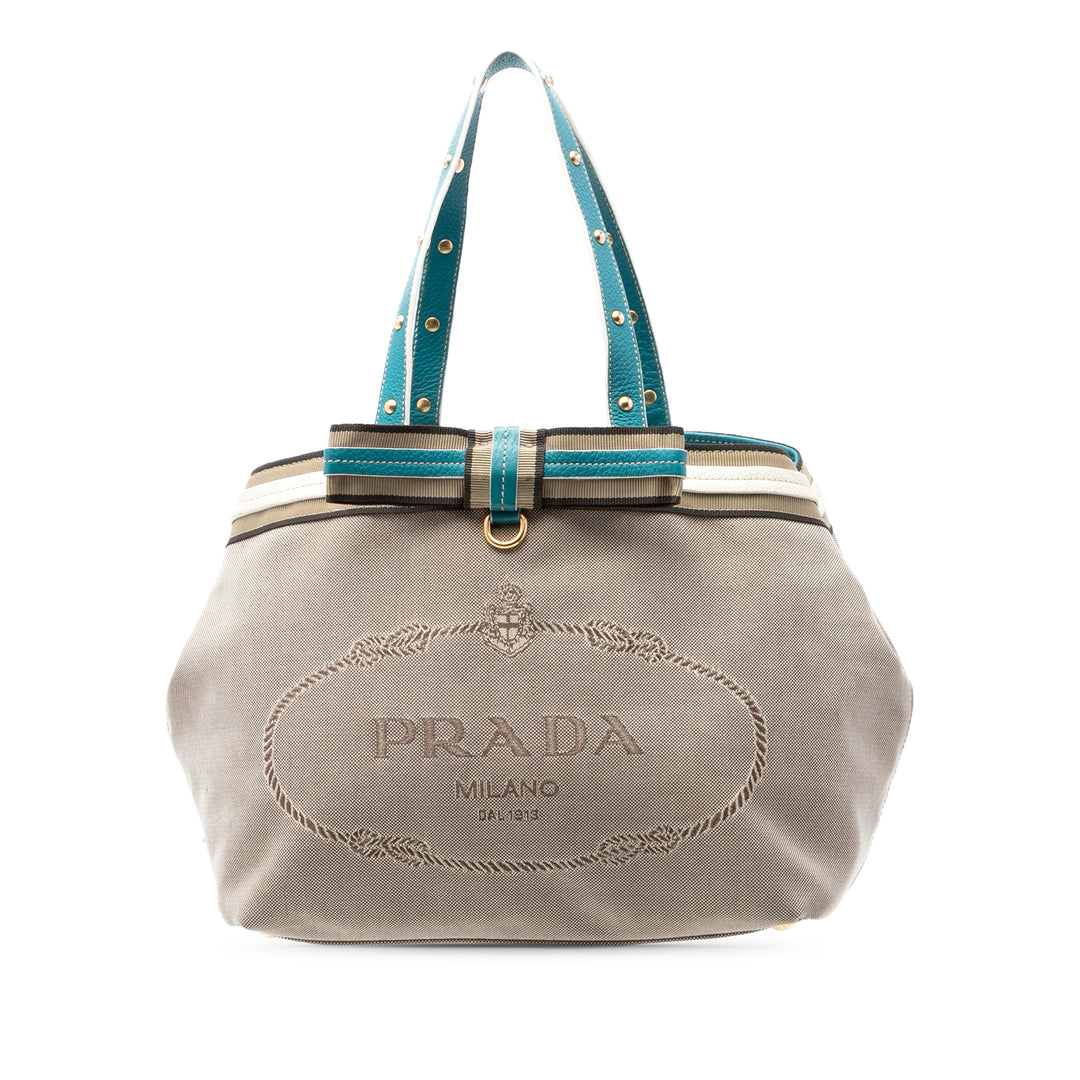 Prada Toile Canapa Logo Cabas