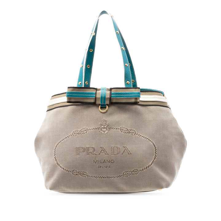 Prada Toile Canapa Logo Cabas