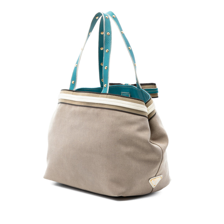 Prada Toile Canapa Logo Cabas