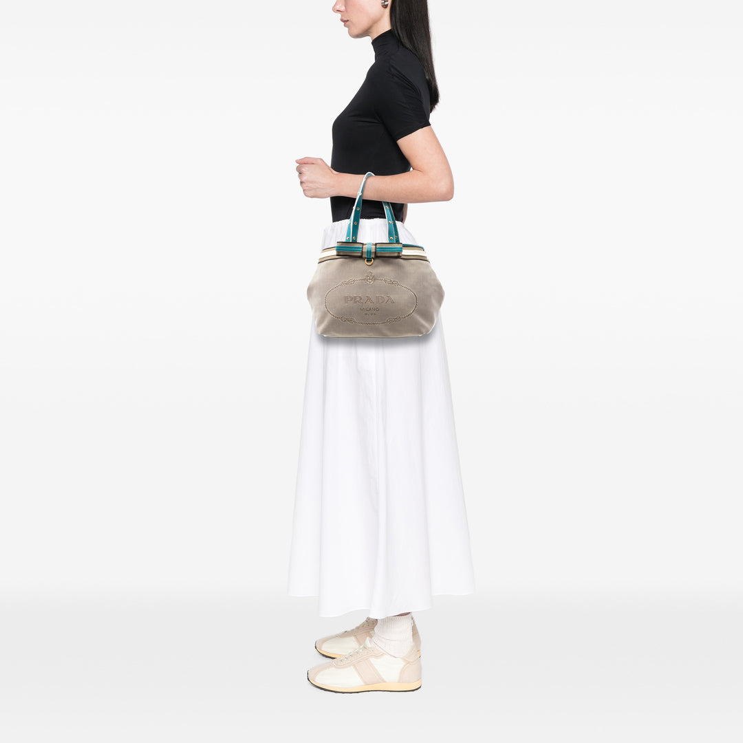 Prada Toile Canapa Logo Cabas