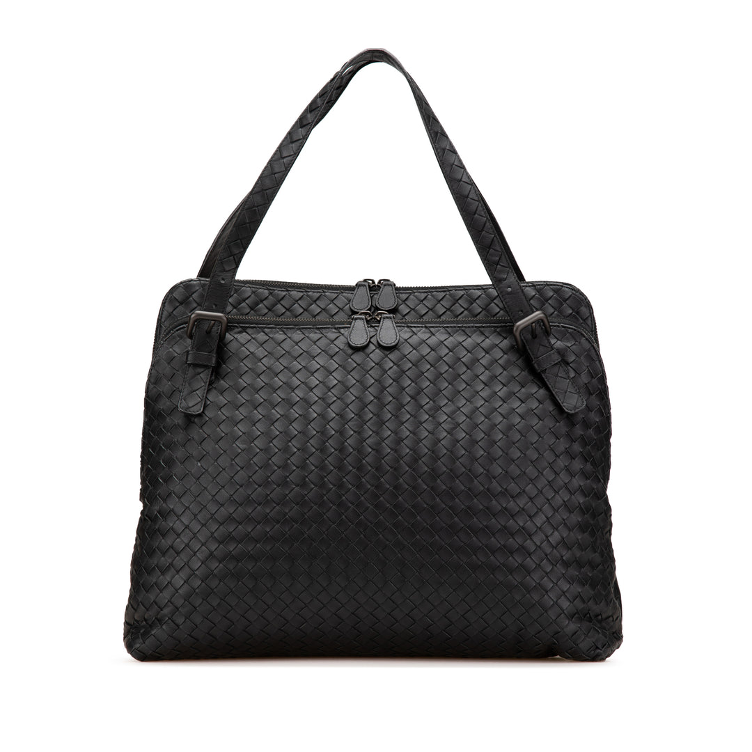 Nappa Intrecciato Business Bag Black - Gaby Paris