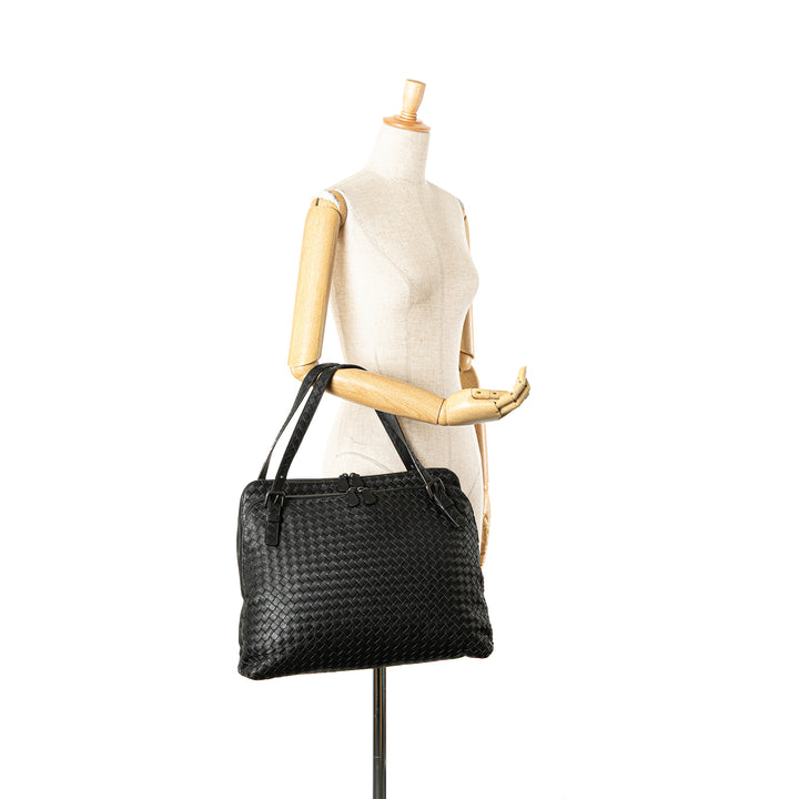 Nappa Intrecciato Business Bag Black - Gaby Paris