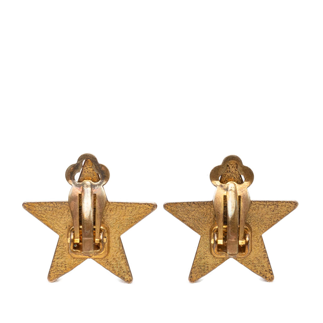 Chanel CC plaqué Émail Star À clip Boucles d'oreilles Métal