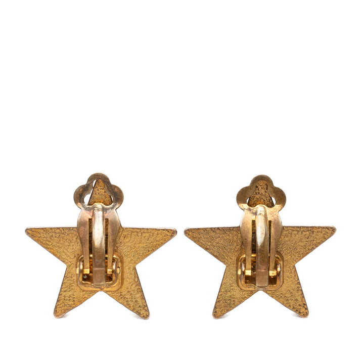 Chanel CC plaqué Émail Star À clip Boucles d'oreilles Métal
