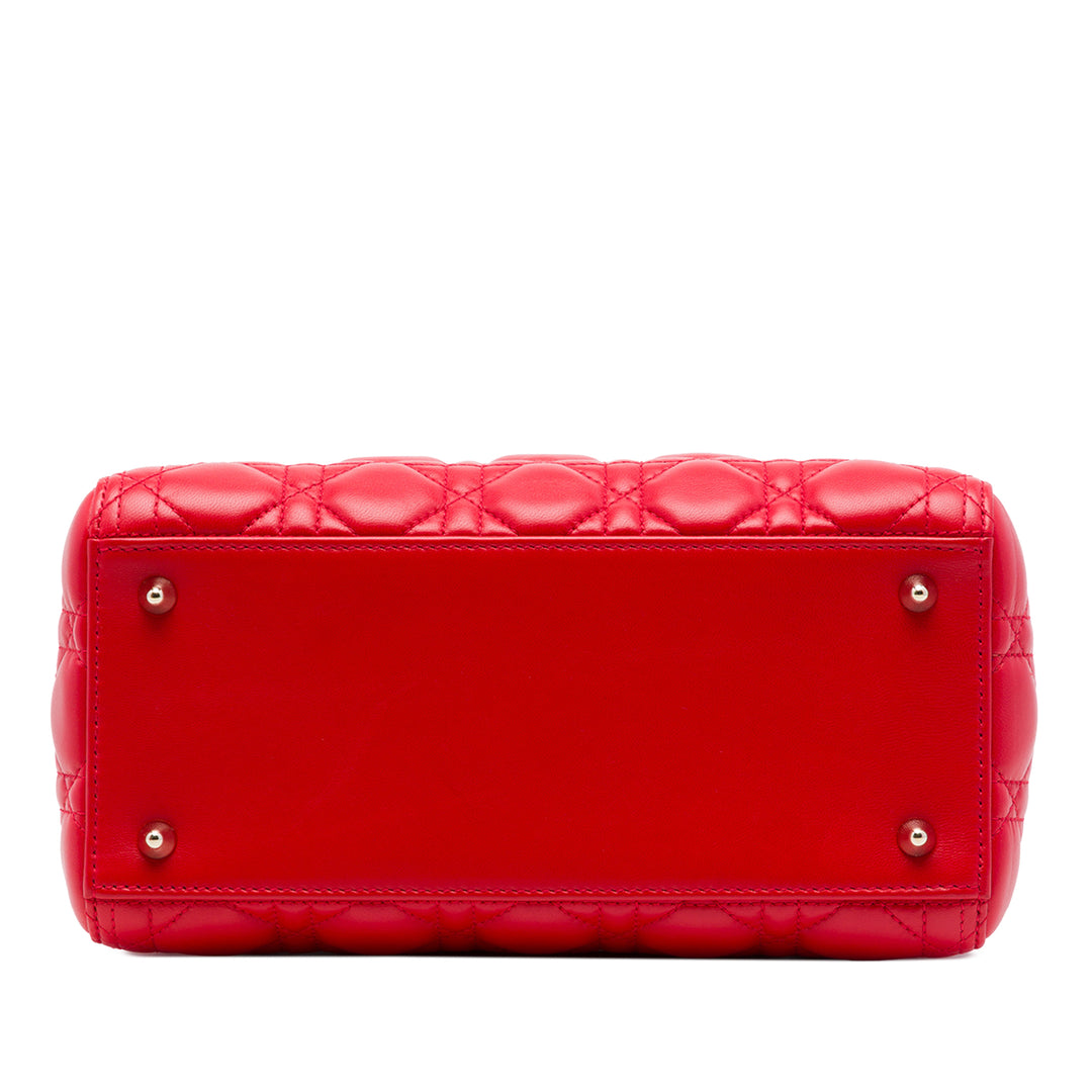 Dior Lady Dior Cannage Moyen Cuir d'agneau Rouge – vue 3 – GABY PARIS