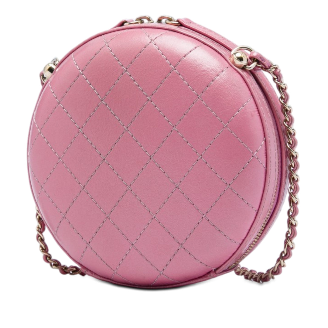 Chanel CC Surpiqué Cuir de veau Chain Rond Sac porté croisé