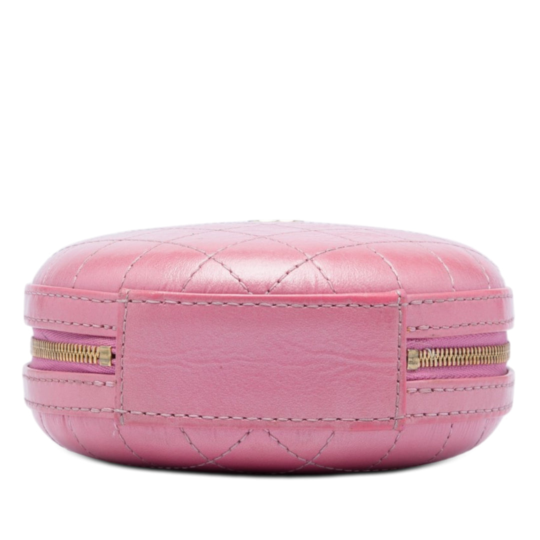 Chanel CC Surpiqué Cuir de veau Chain Rond Sac porté croisé
