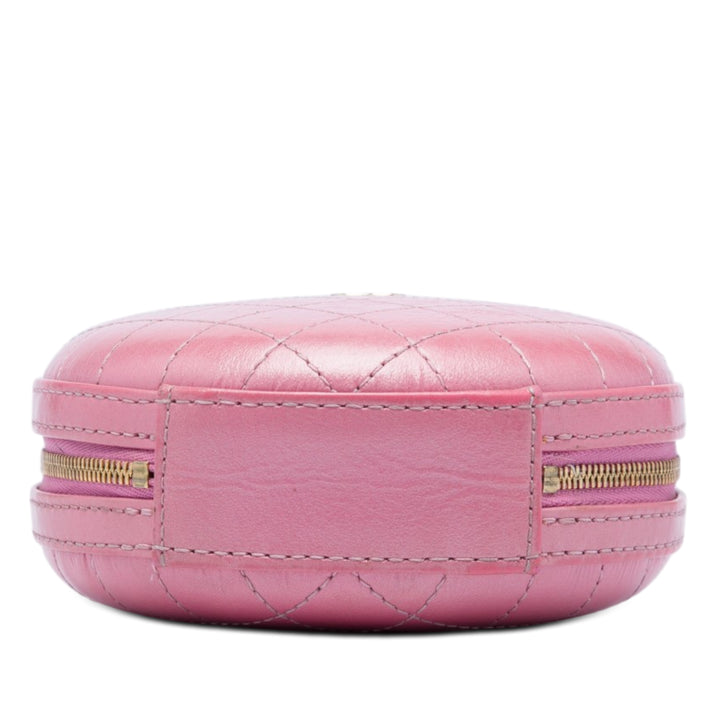Chanel CC Surpiqué Cuir de veau Chain Rond Sac porté croisé