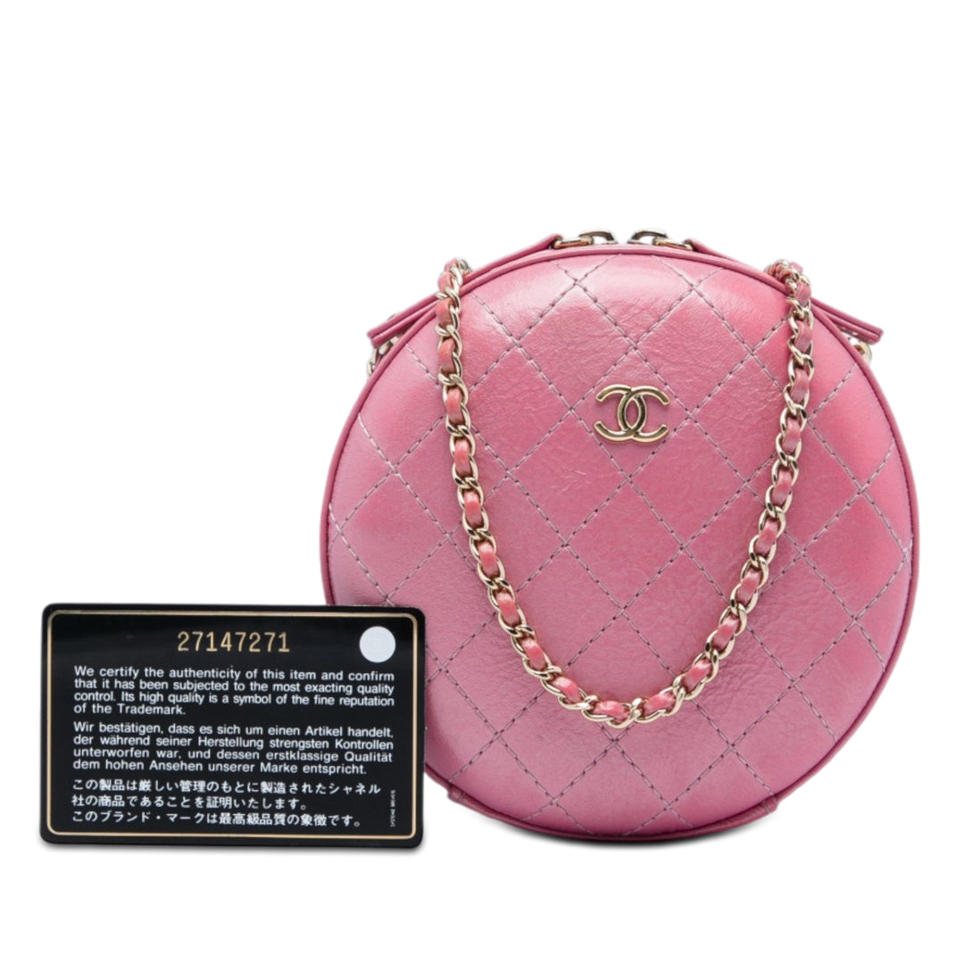 Chanel CC Surpiqué Cuir de veau Chain Rond Sac porté croisé