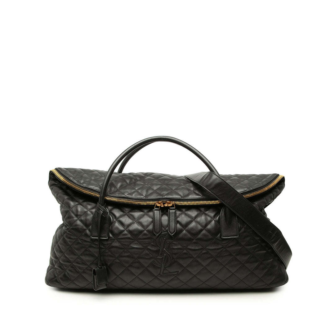 Saint Laurent Matelassé ES Giant Sac de voyage Cuir de veau Noir – vue principale – GABY PARIS