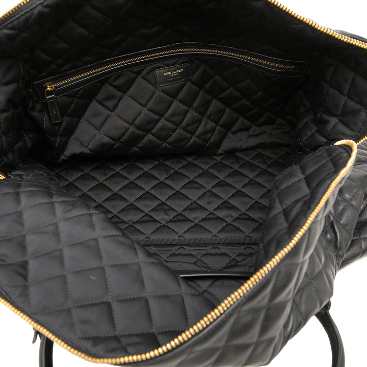 Saint Laurent Matelassé ES Giant Sac de voyage Cuir de veau Noir – vue 4 – GABY PARIS