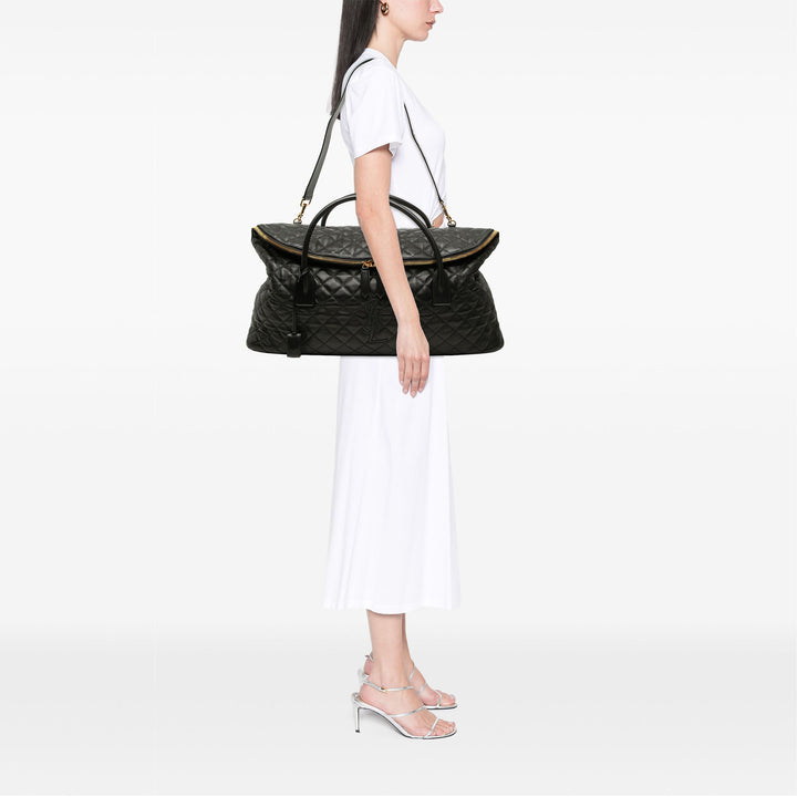 Saint Laurent Matelassé ES Giant Sac de voyage Cuir de veau Noir – vue 6 – GABY PARIS