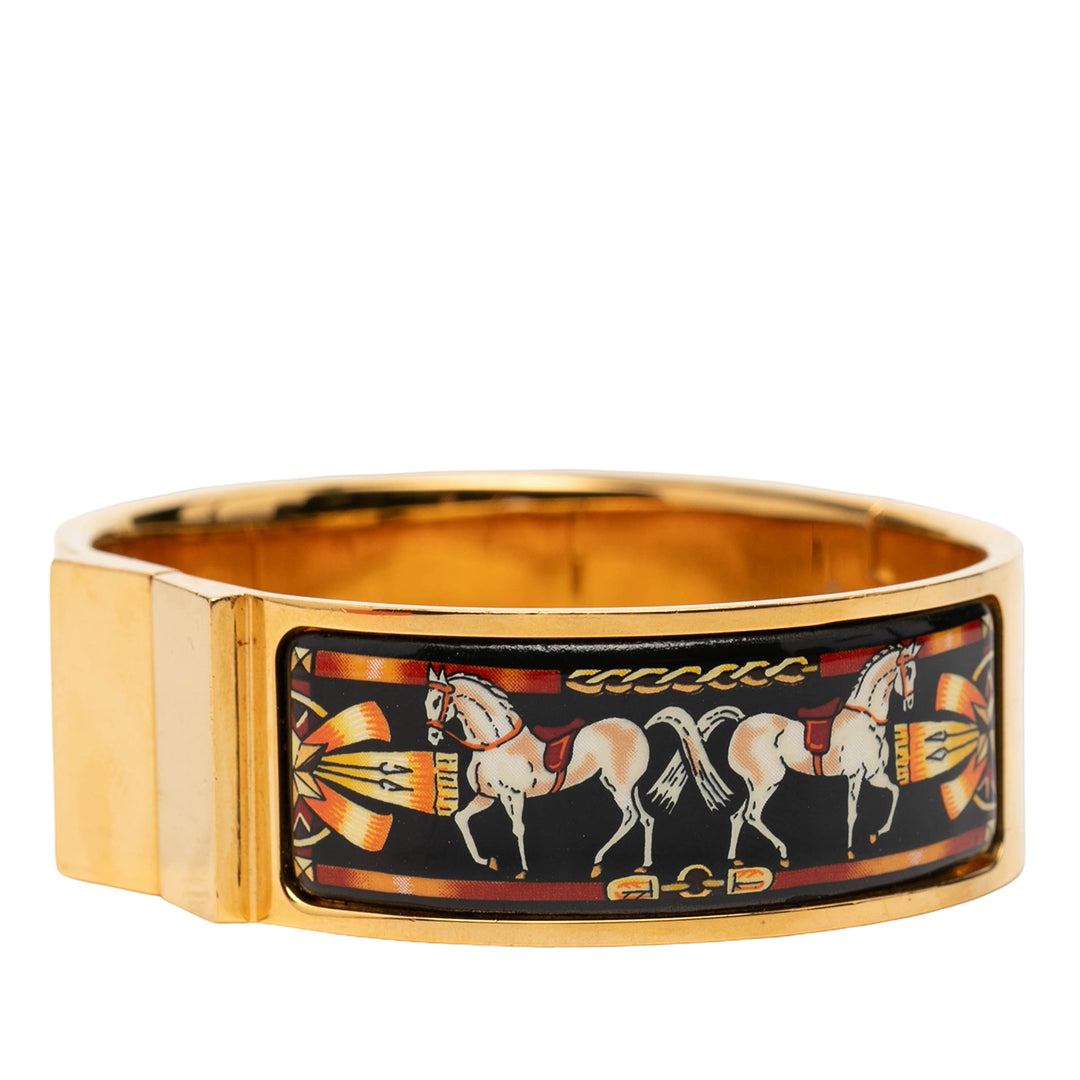 Hermès Wide Émail Horse Loquet Bracelet PM